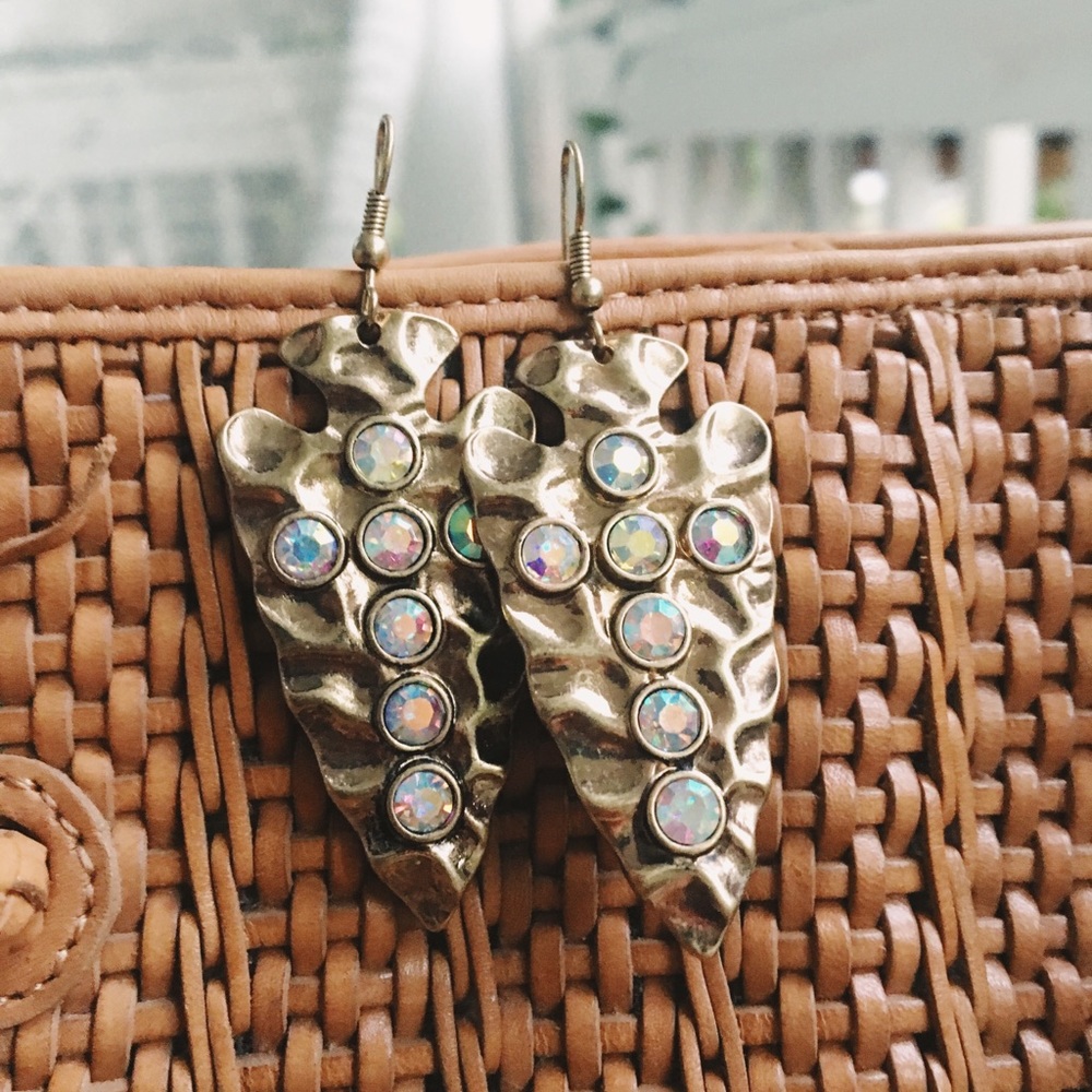 Arrowhead Earring with Rhinestone Detail